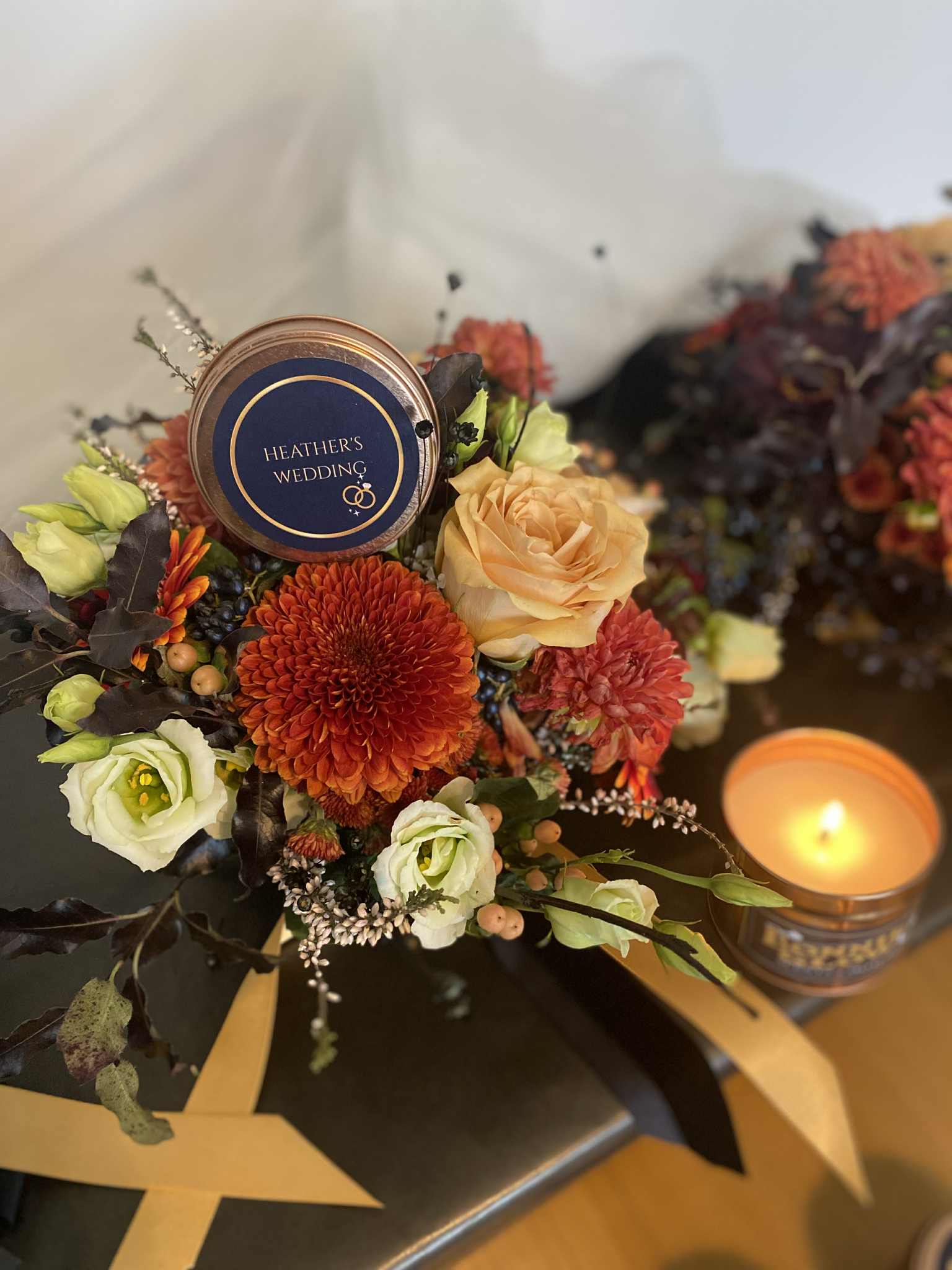 Personalized candle example with custom text